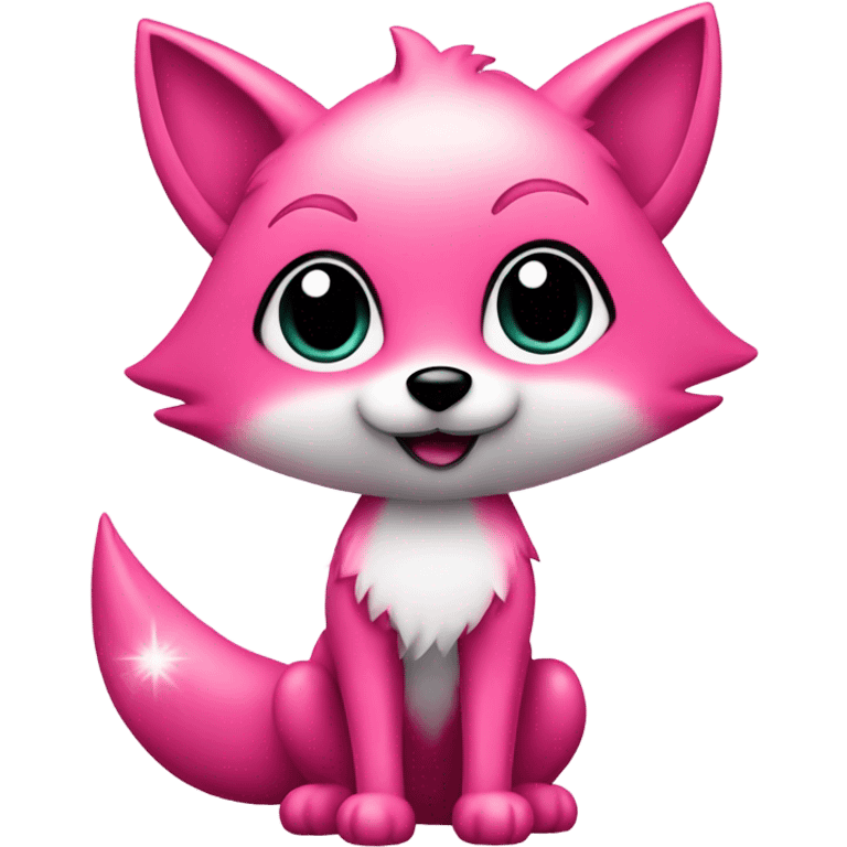 Rose pink fox with sparkles standing  emoji