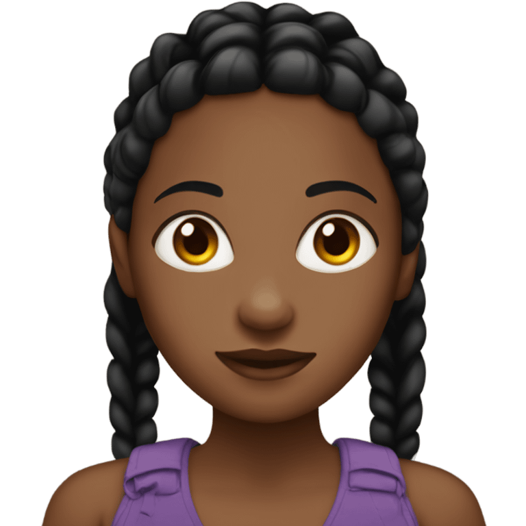 Brown skin black girl with black braids emoji