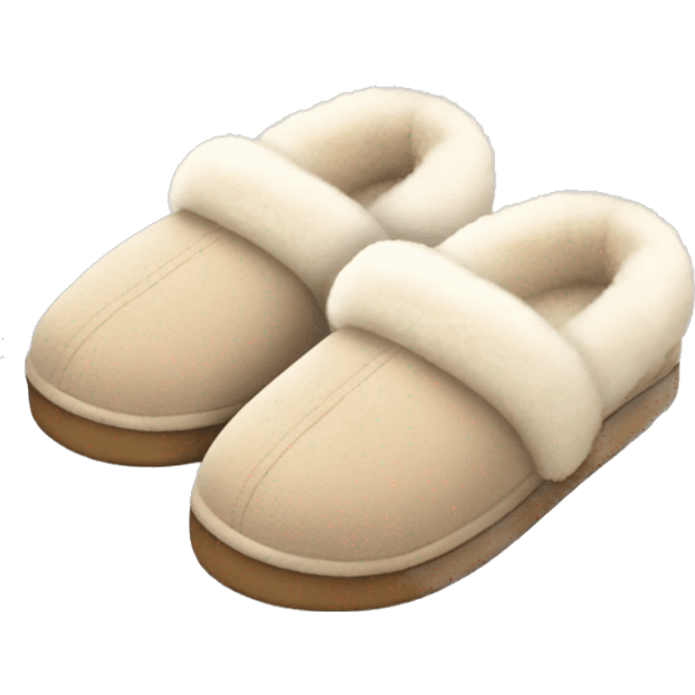 fuzzy ugg slippers light beige emoji