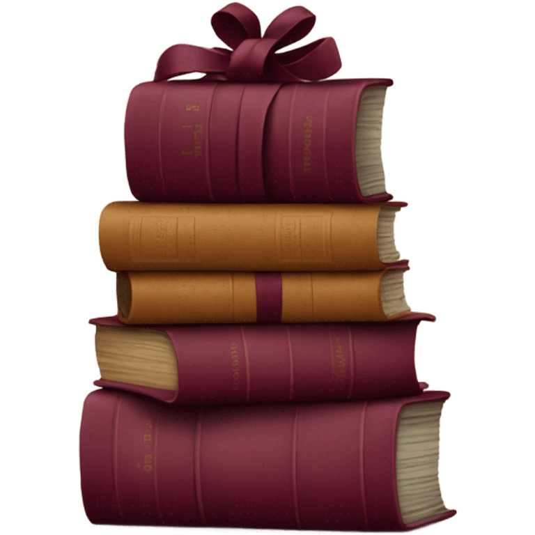 burgundy books stacked up and tied together by a burgundy bow emoji