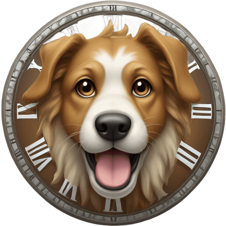 dog bites a big clock emoji