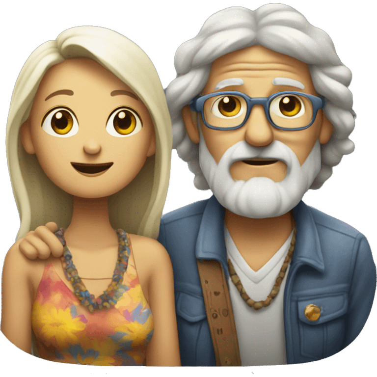 Old hippie couple at music concert emoji