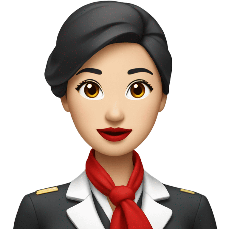 Asian flight attendant with scarf red lips emoji