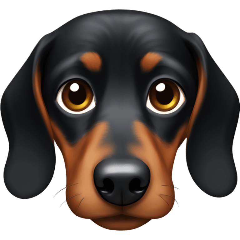 Fat Black and brown dachshund with black eyes emoji