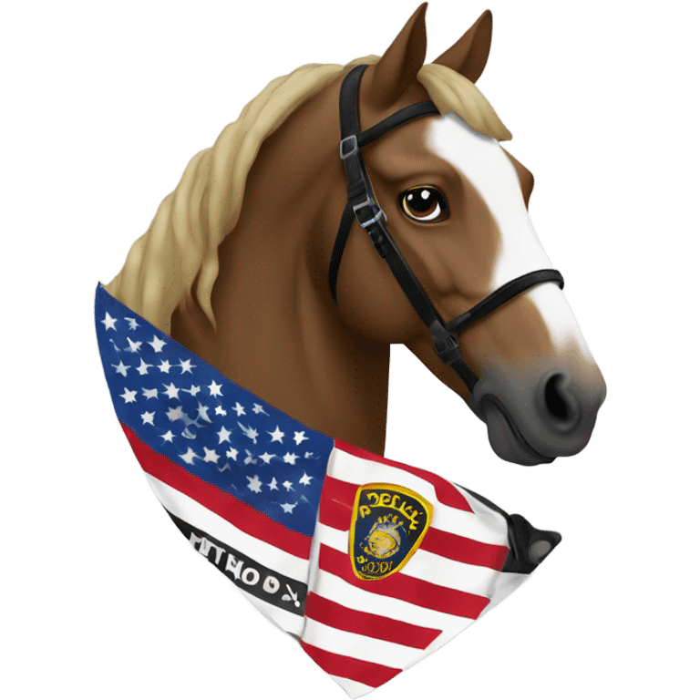 police flag with horse and words “HTL” on flag  emoji