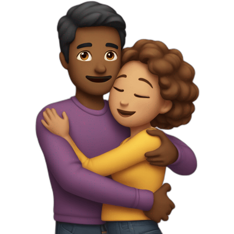 Men hugging a women emoji