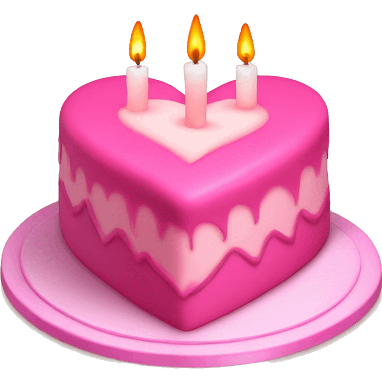 Pink heart-shaped cake with candles  emoji