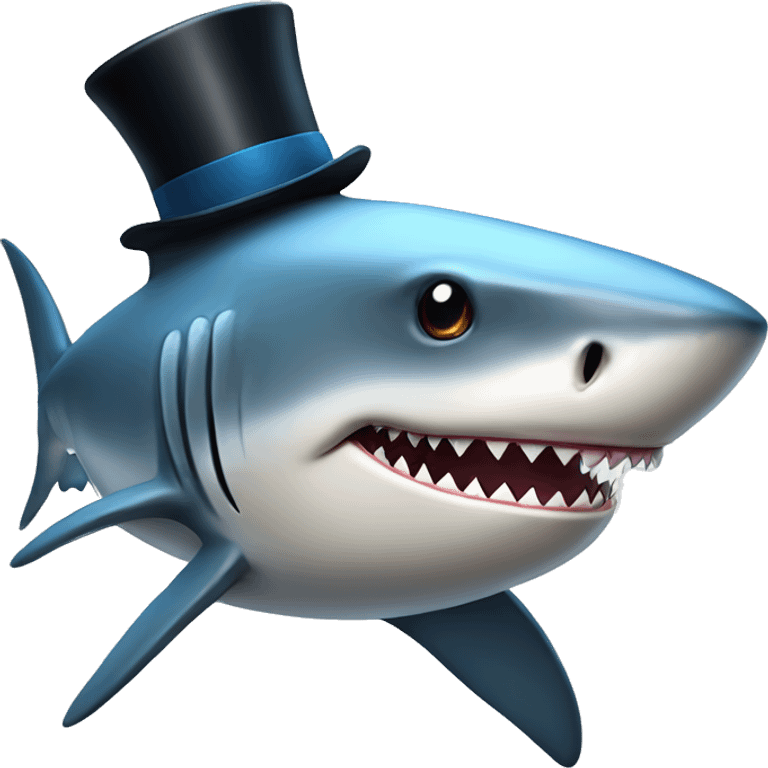 Shark with a top hat emoji