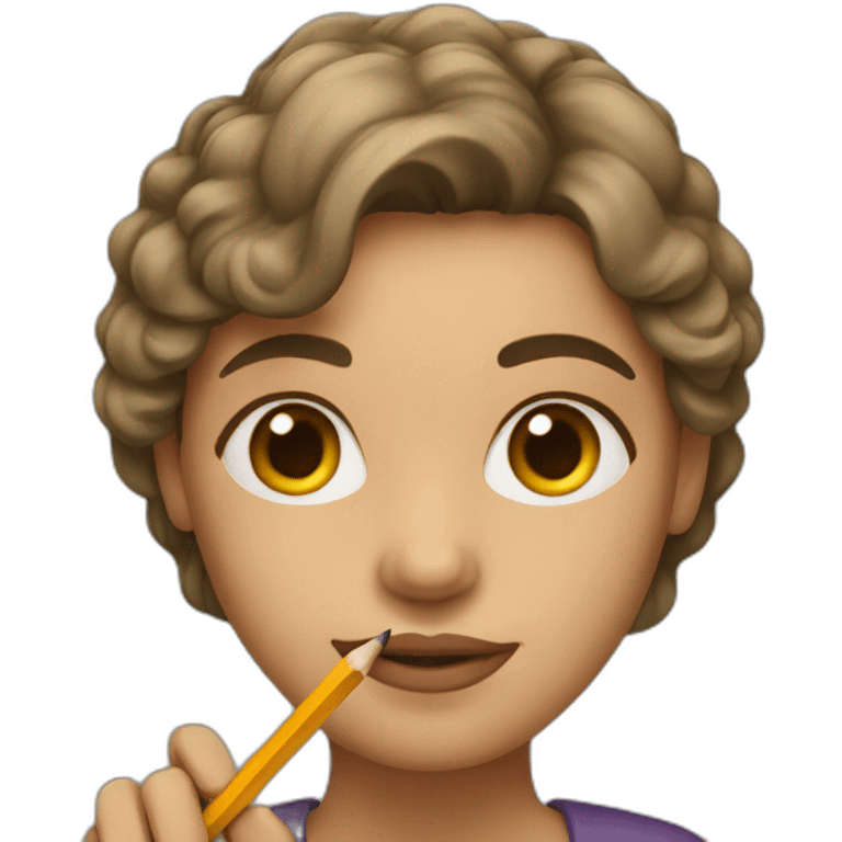 woman holding a pencil emoji