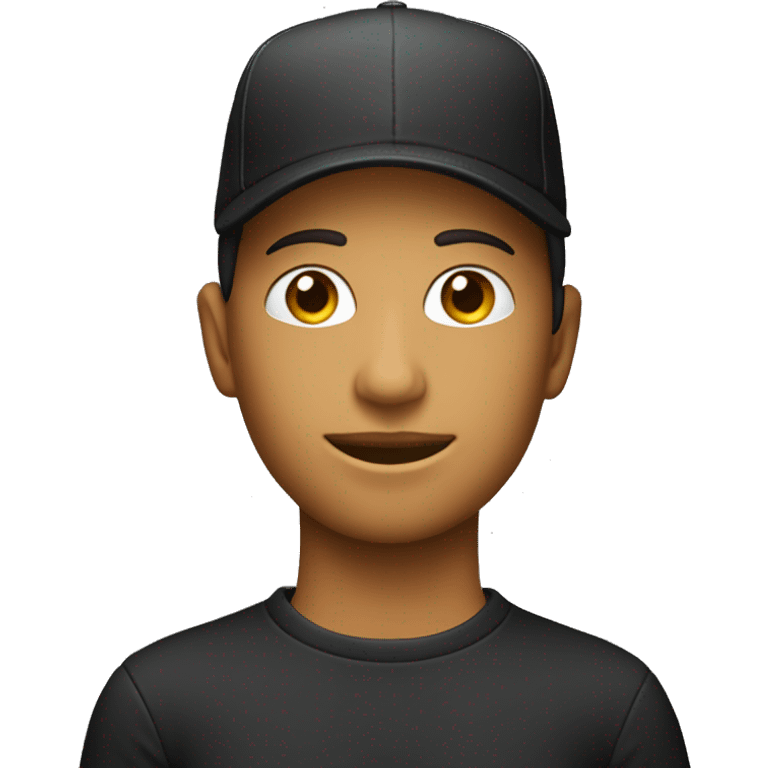 maniquí con gorra negra hacia atrás emoji