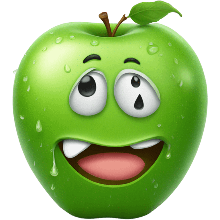 green apple crying emoji