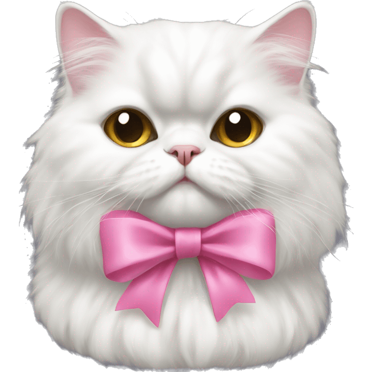 white Persian cat with a pink bow emoji