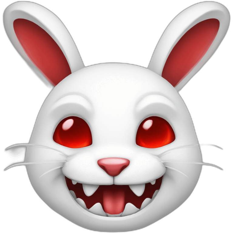 evil white rabbit with sharp fangs with red around mouth emoji