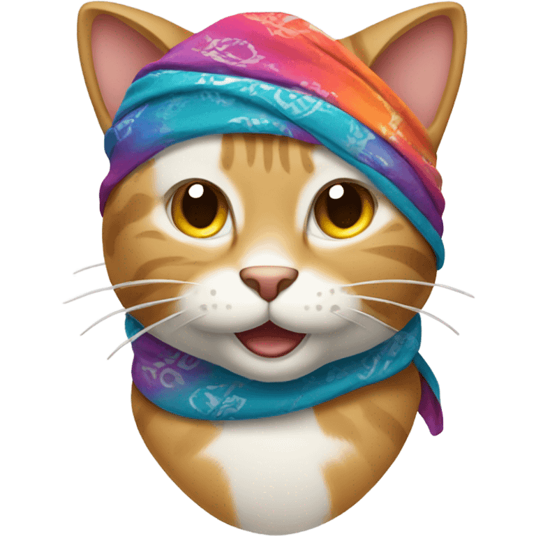 smirk cat emoji with bandanna  emoji