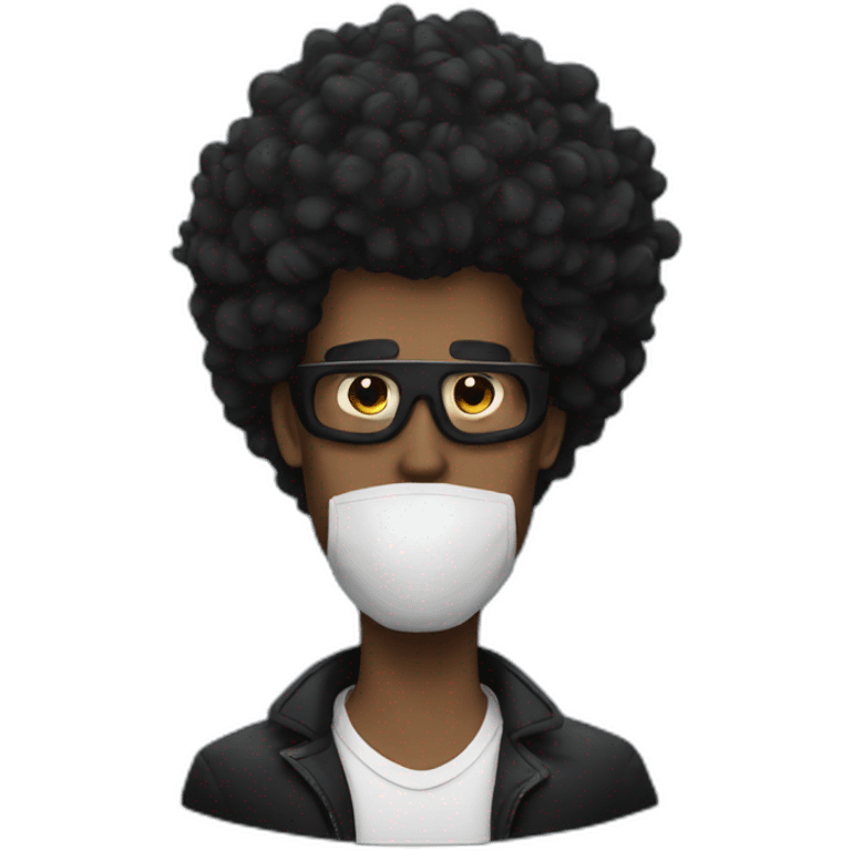 A guy who has big hair and black mask emoji