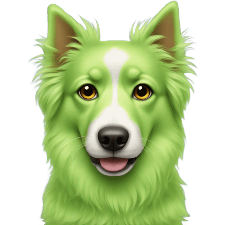 lime green fluffy dog pointy ears emoji