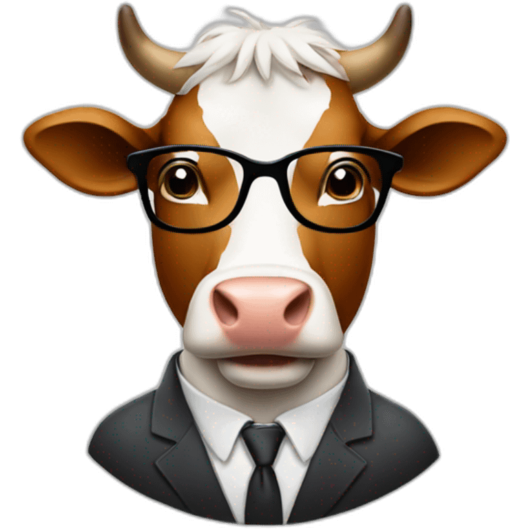 business man Cow with glasses emoji