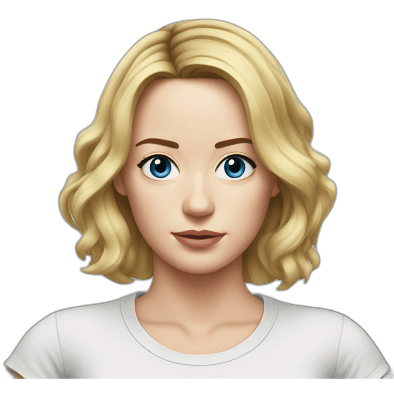 blonde Emily blunt serious wearing tee emoji