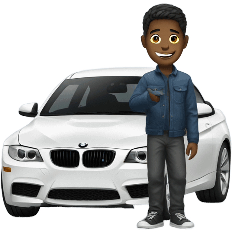 BMW with a boy emoji