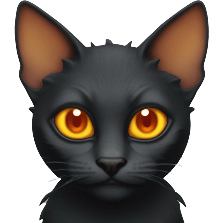 black goblin cat orange eyes emoji