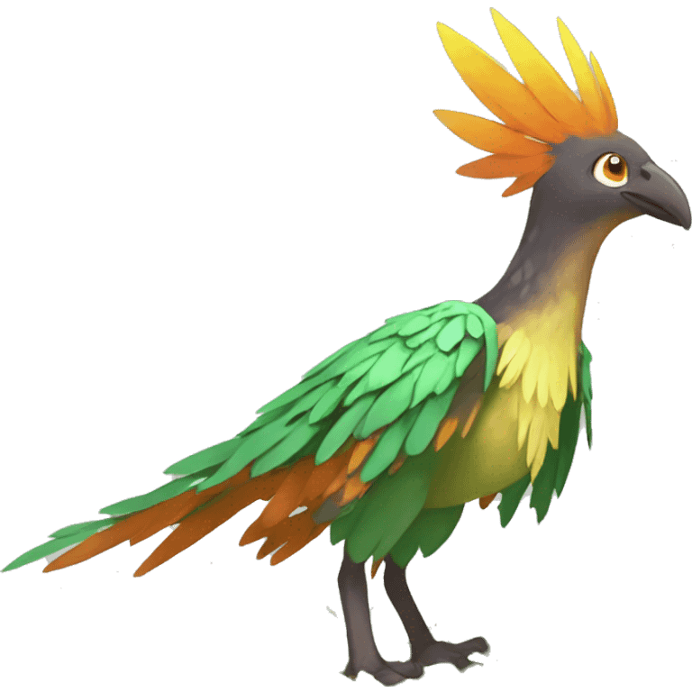 earthly muddy fresh Cool Cute Fantasy legendary jungle-bird plant-grass-type-Dendro-Phoenix-avian Fakemon full body emoji