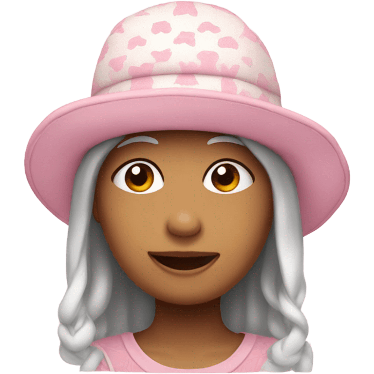 white and pink cute hat emoji