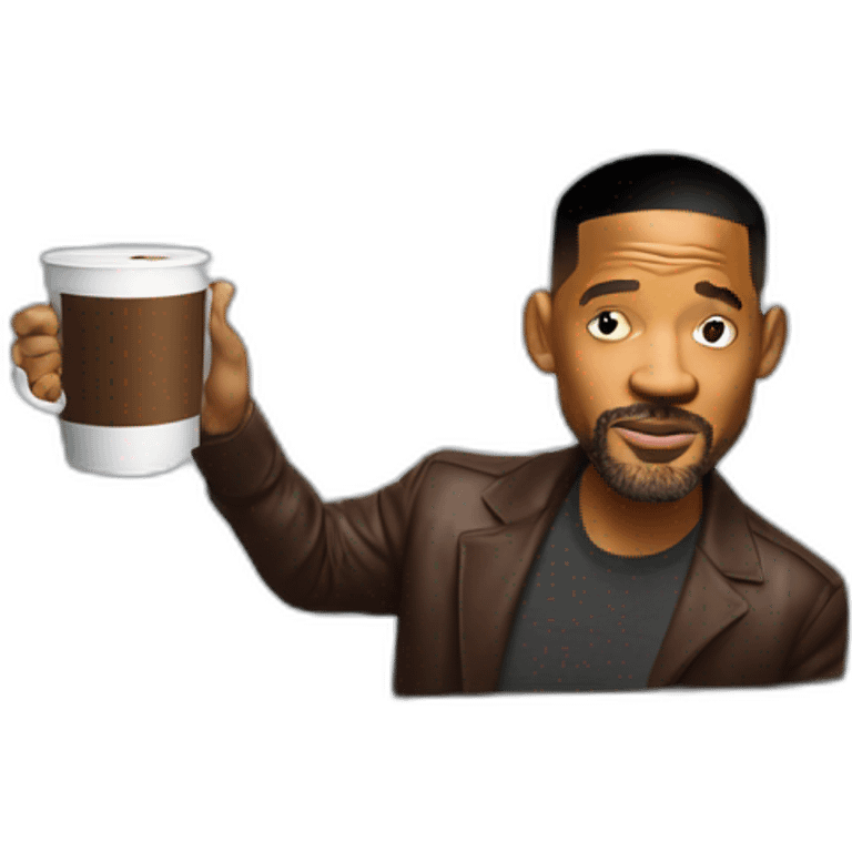 Will smith drink coffe behind a laptop emoji