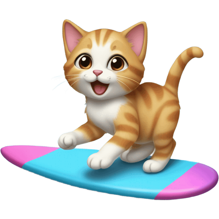 kitten riding a surf board emoji