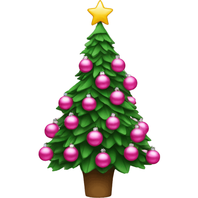 christmas tree with pink ornaments emoji