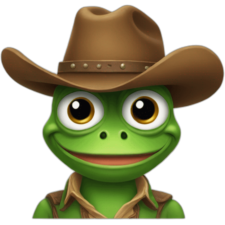 Portrait of Cowboy Pepe The Frog smiling emoji