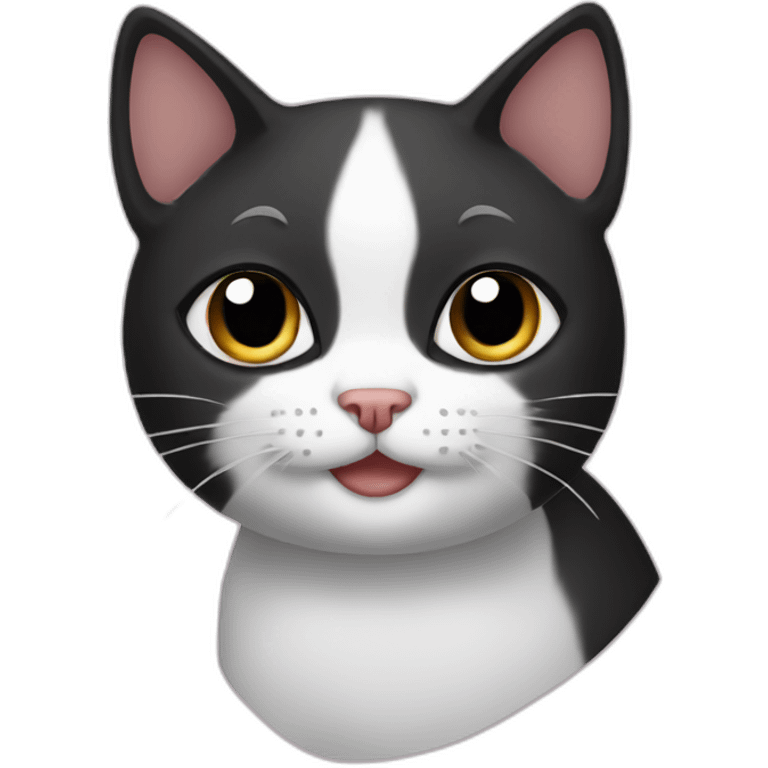 Black and white cat shaved emoji