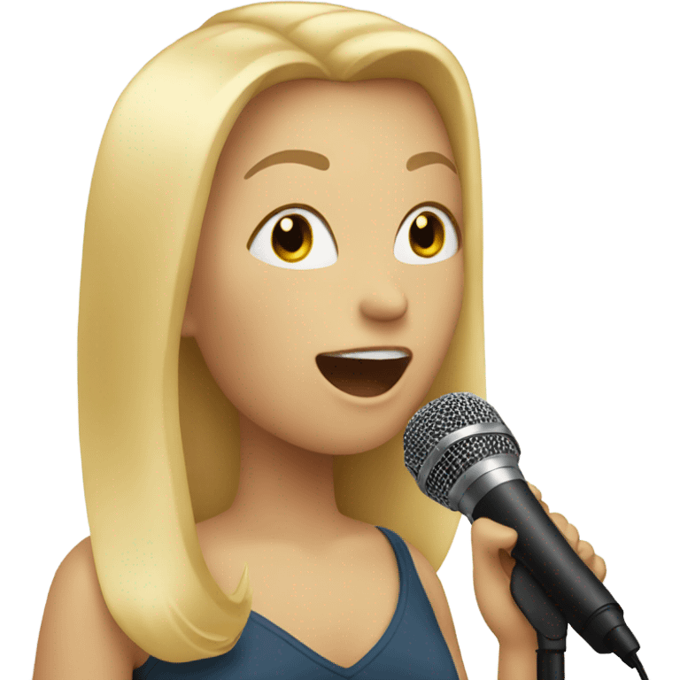 Girl with blonde hair singing into microphone emoji