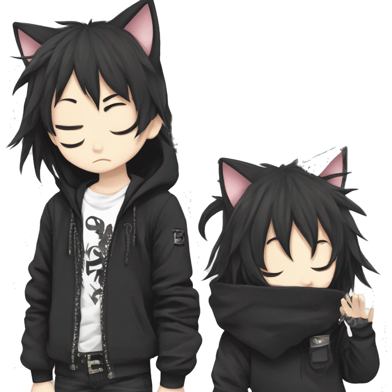 edgy vkei punk cute neko anime boy simplistic emoji