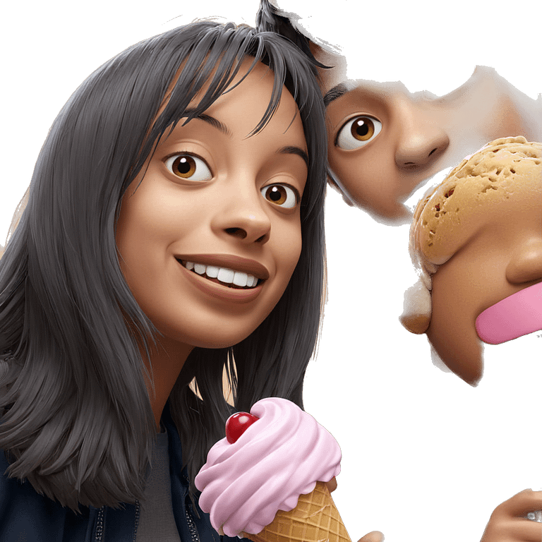 girl and boy enjoying ice cream emoji