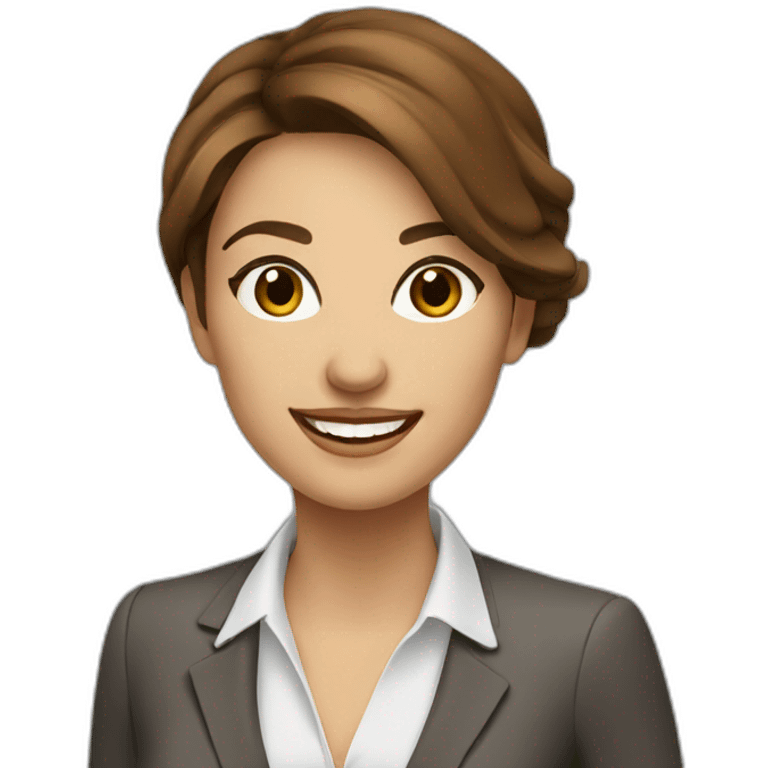 italian woman in business dress brown hair smiling emoji