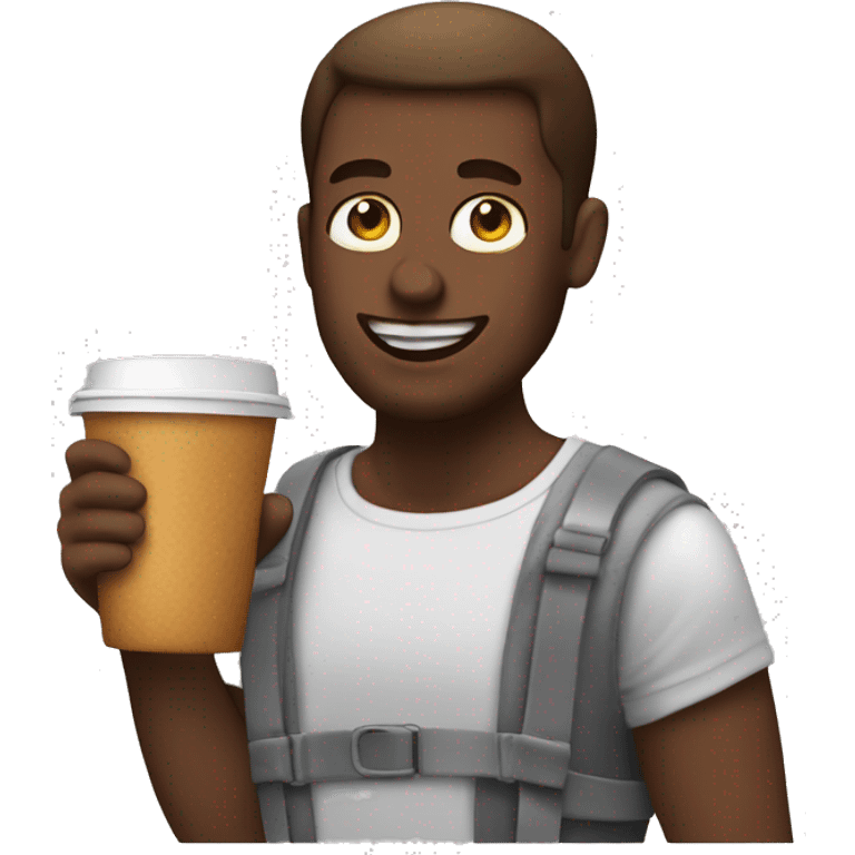 Large white guy drinking dunking donuts coffee emoji