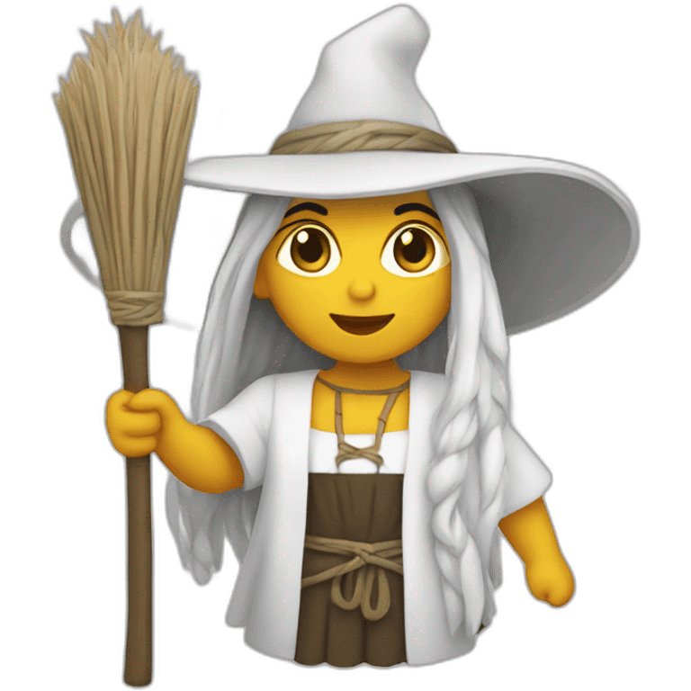 bruja blanca con escoba emoji