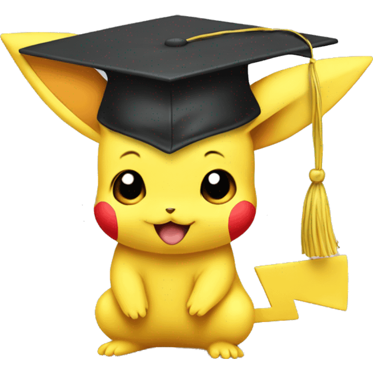 baby pikachu wearing graduation cap emoji