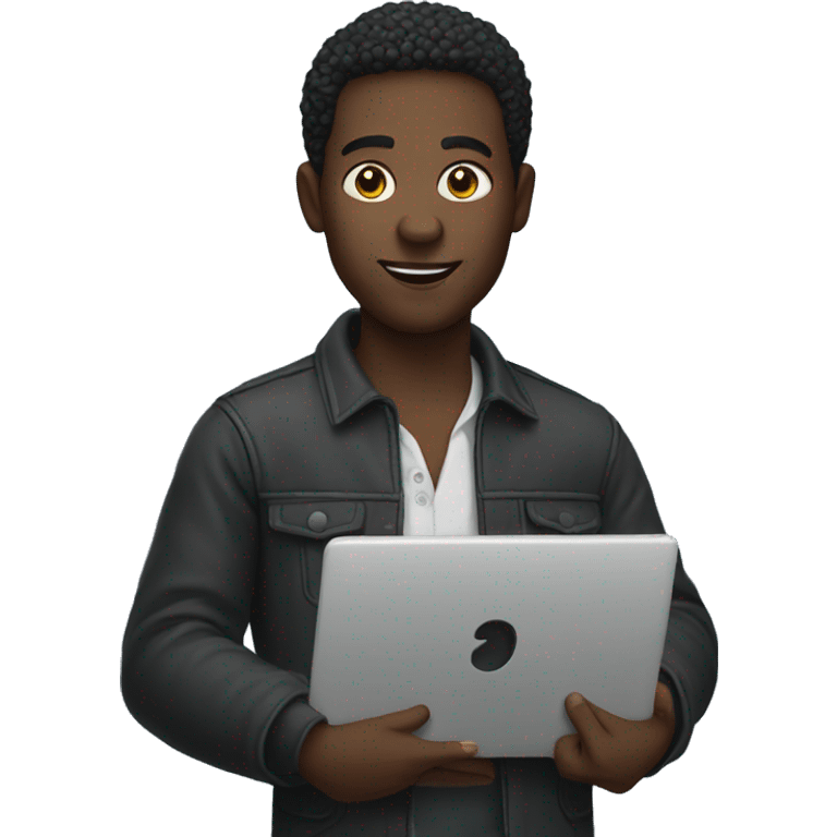 a black person holding a laptop emoji