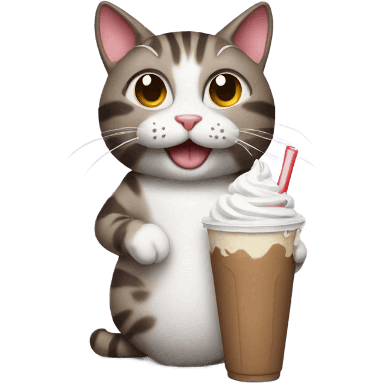 Cat holding milkshake emoji