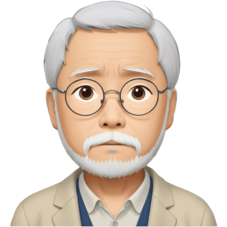 Hayao Miyazaki (filmmaker) – Cinematic Realistic Portrait of Hayao Miyazaki, portrayed with gentle, wise eyes and a thoughtful expression, set against a backdrop of whimsical sketches and animated landscapes reminiscent of Studio Ghibli, rendered with soft natural lighting and rich, detailed textures that evoke creative magic. emoji