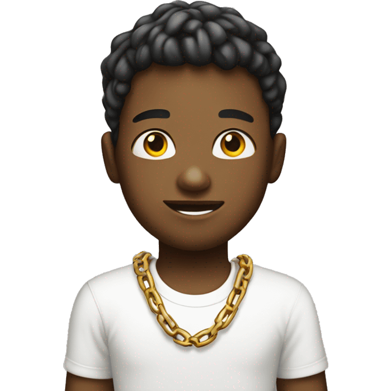 boy wearing white tshirt and big chain necklace  emoji