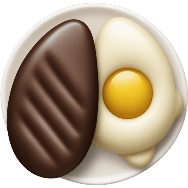 a chocolate quenelle and a larger vanilla quenelle on a plateemoji emoji