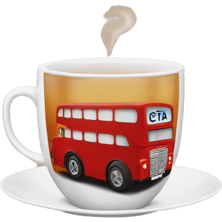 double decker bus in a cup of tea emoji