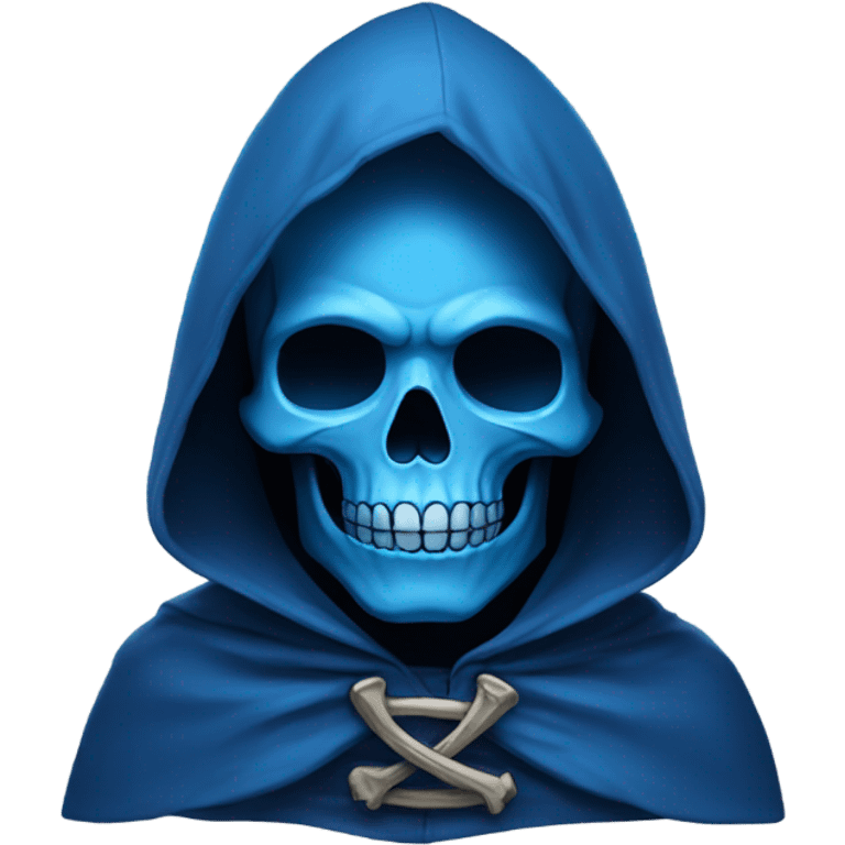 skull wearing blue hood and cloak emoji