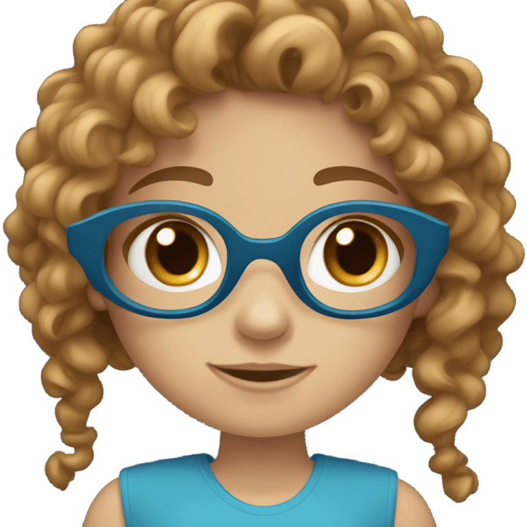 Curly Brown hair with blue eyes girl who is also tan emoji