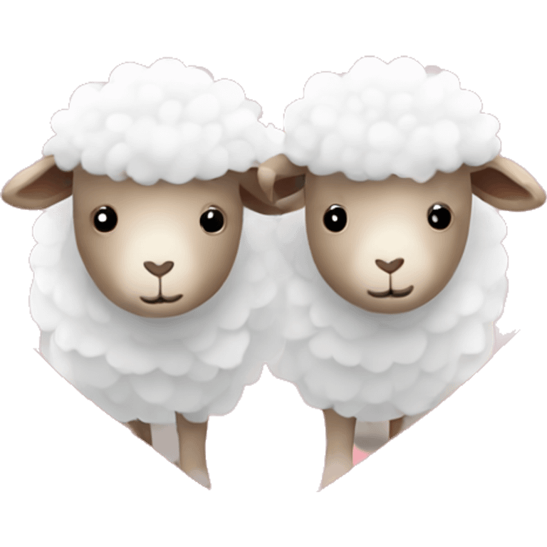 Two sheeps in love with hearts  emoji