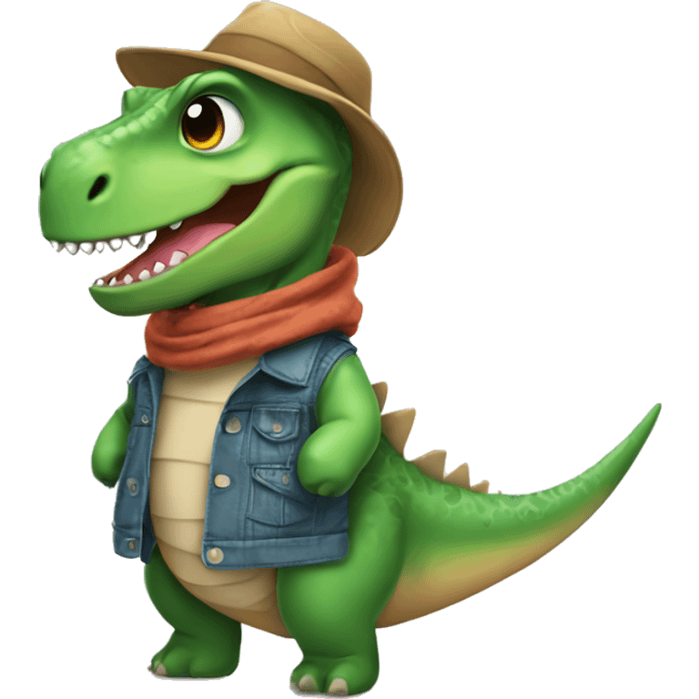 Dinosaurio cute with clothe emoji