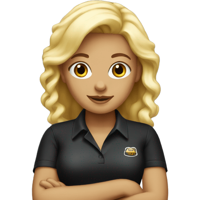 blonde waitress wearing black polo emoji