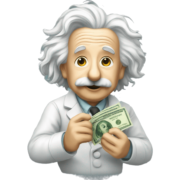 Albert Einstein holding money in his hand emoji